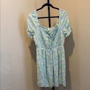 Floral Smocked Dress - Blue, Yellow and pink.